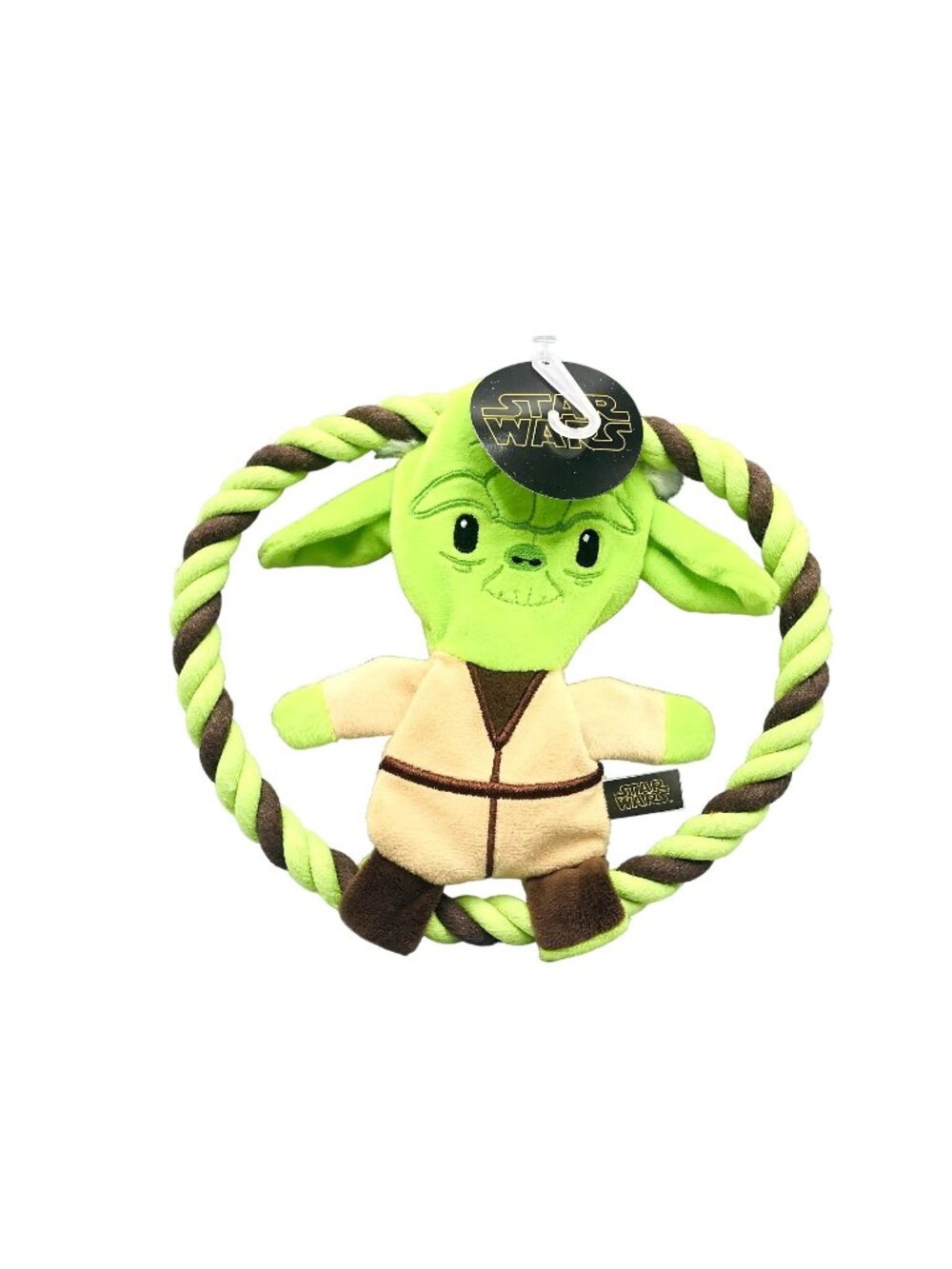 Star Wars Disney Yoda Plush Rope Frisbee Dog Toy Crinkle Squeaker